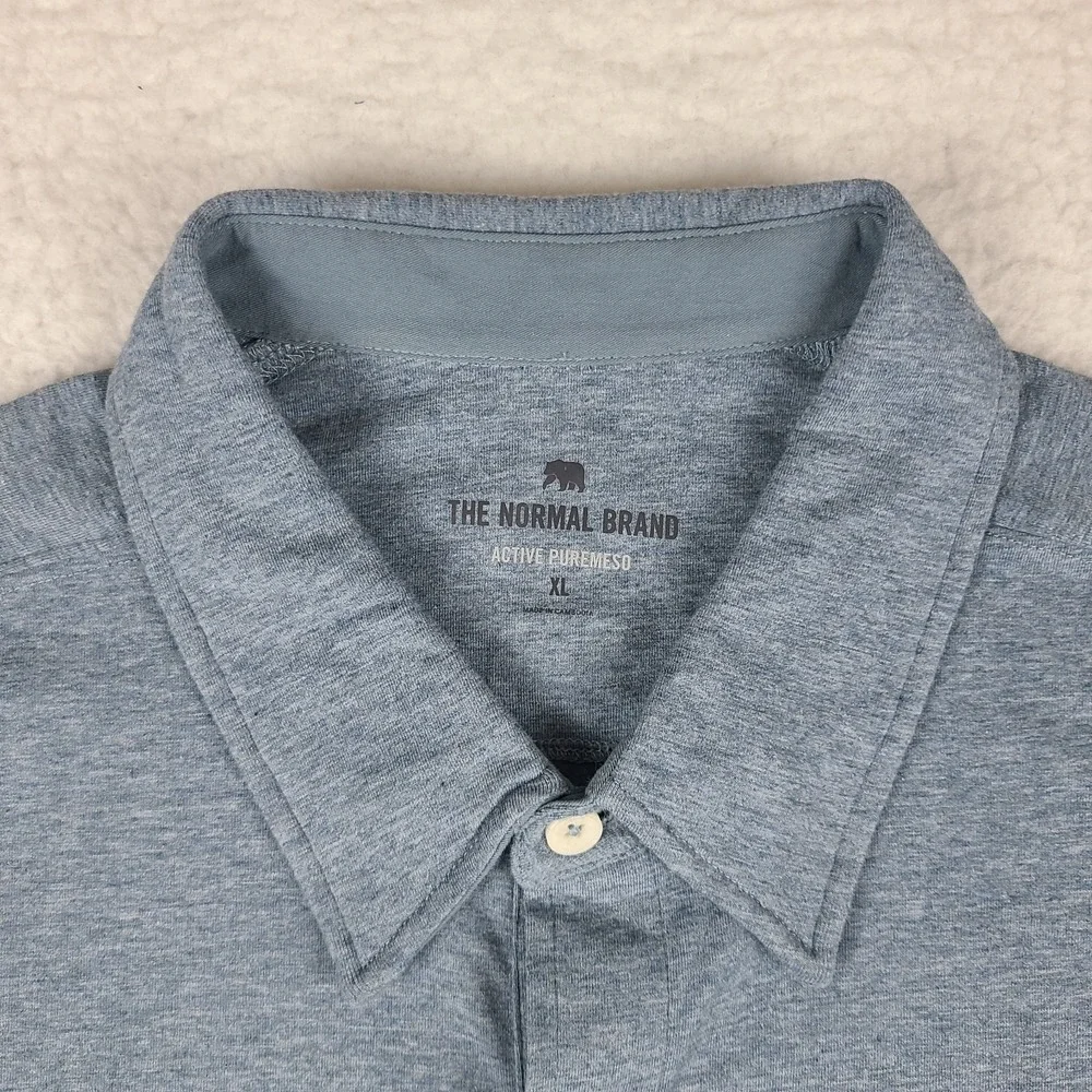 The Normal Brand Shirt Mens XL Blue Active Puremeso Button Up Short Sleeve